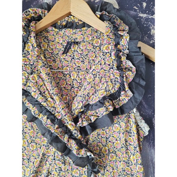 Anthropologie One September Floral Ruffle V Neck Sleeveless Blouse Size Small - Picture 3 of 8